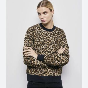 The Kooples Leopard Print Sweatshirt - Black and Brown